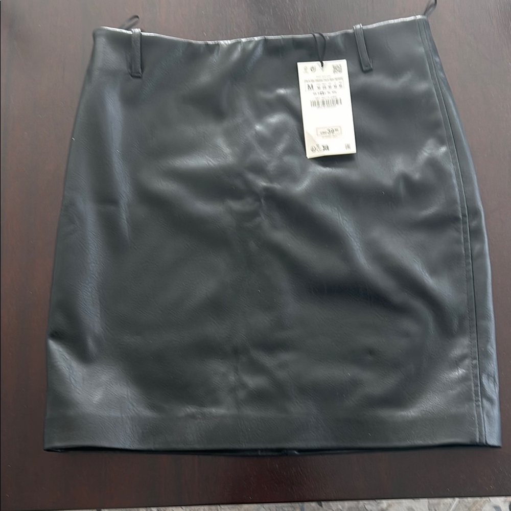 Zara Black Faux Leather Mini Skirt